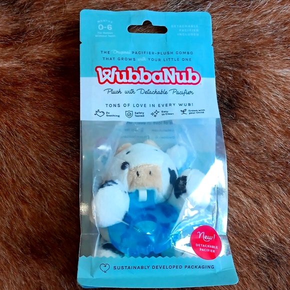 Cow Baby Bundle NWT Squishy pals cow and WubbaNub cow paci - Picture 2 of 4